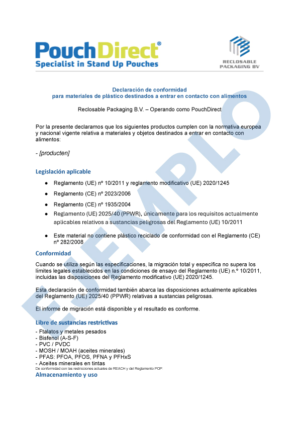 Declaration of Compliance